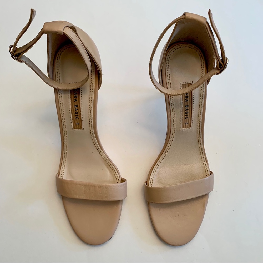 Zara Nude Leather Heels